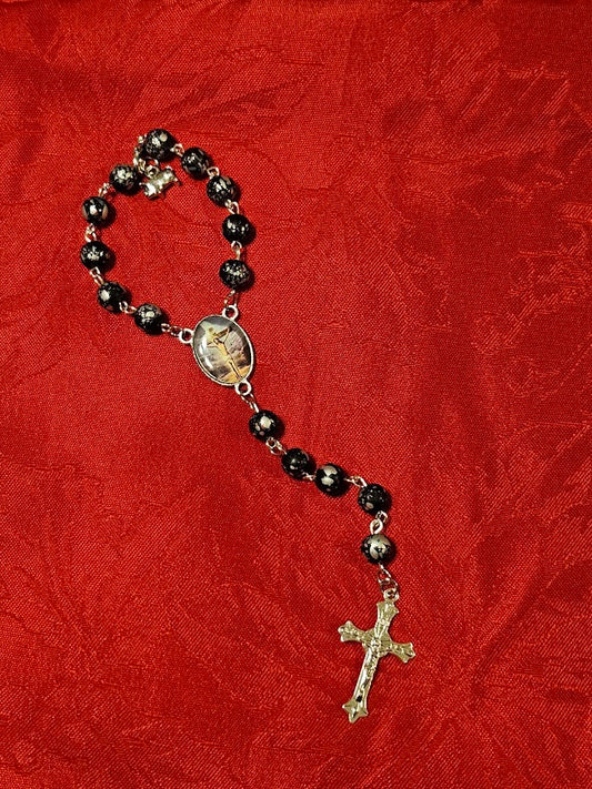 "Hunter" Black Beaded Rear-view Mirror Rosary