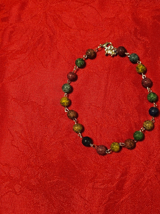 "Brian" Multicolored Granite Beaded Rear-view Bracelet