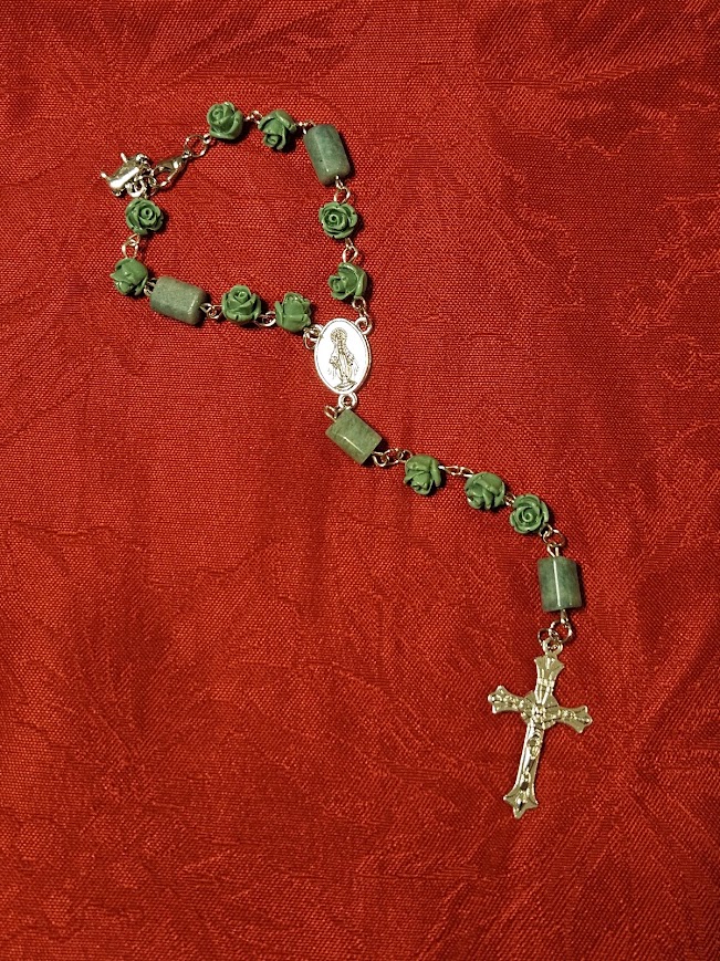 "Sue" and "Lana" Amazonite and Turquoise Rear-view Mirror Rosary