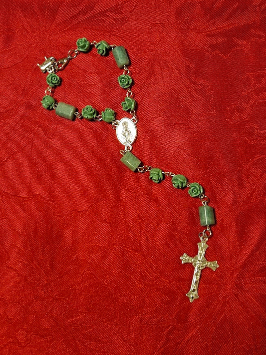 "Sue" and "Lana" Amazonite and Turquoise Rear-view Mirror Rosary