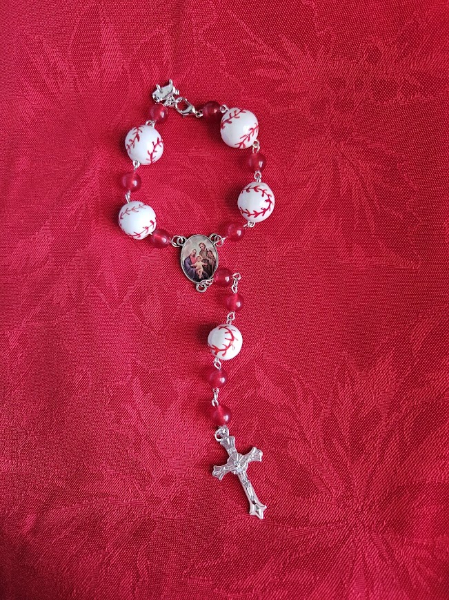 "Tim" and "Garrett" Baseball Bead Rosary