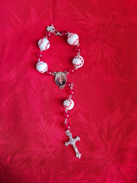 "Tim" and "Garrett" Baseball Bead Rosary