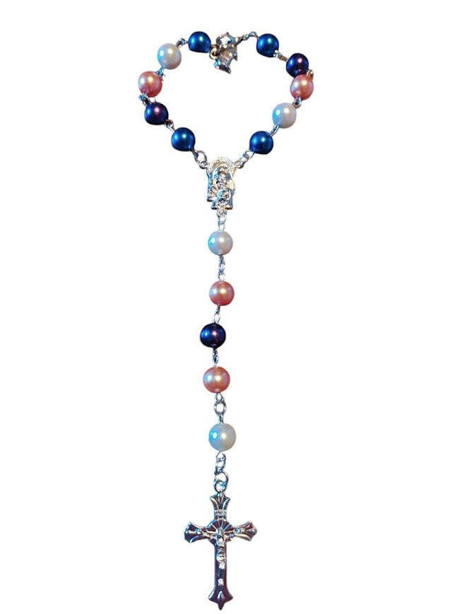 "Lisa" Multi-Colored Beaded Rear-view Mirror Rosary