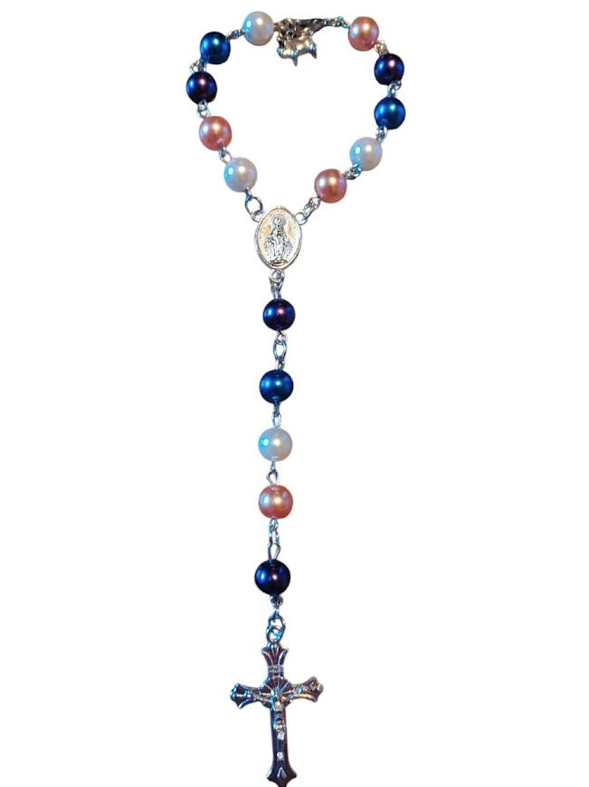 "Carmylina" Multi-color Pearl Beaded Rear-view Mirror Rosary