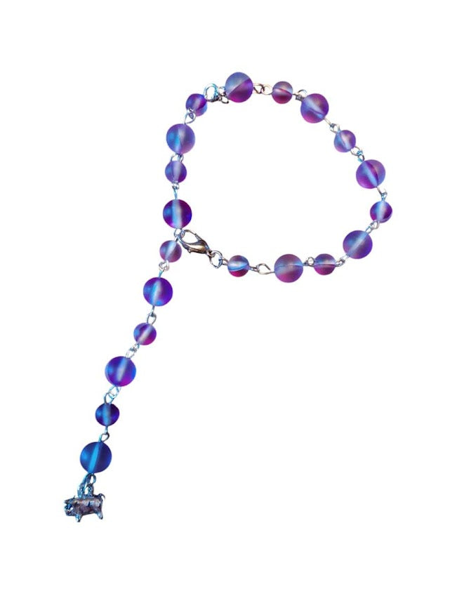 "Aleena" Purple Cat's Eye Dyed Glass Bead Bracelet