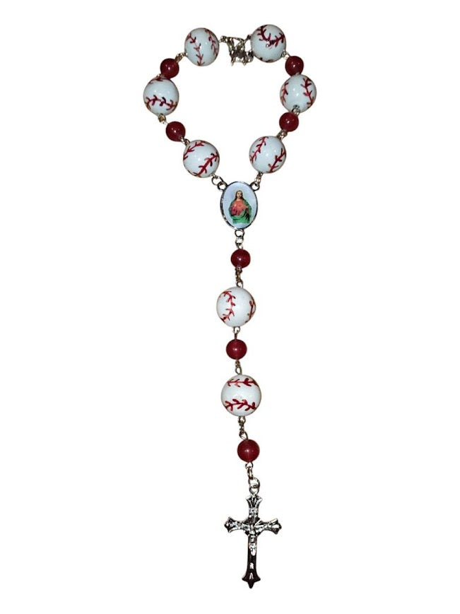 "Tim" and "Garrett" Baseball Bead Rosary