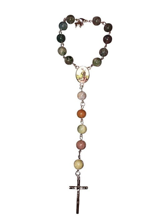 "Eric" Colored Agate Rear-view Mirror Rosary