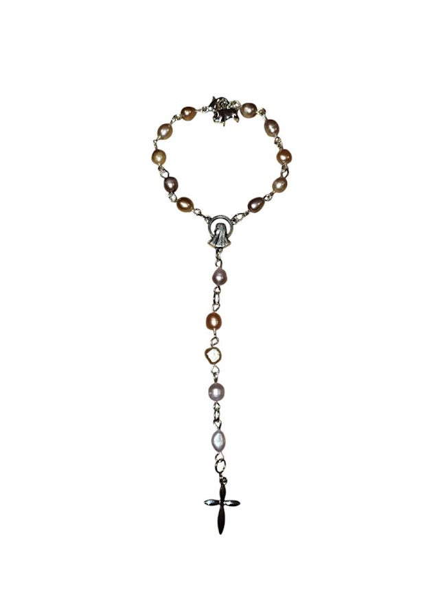 "Sean" Freshwater Pearl Rear-view Mirror Rosary